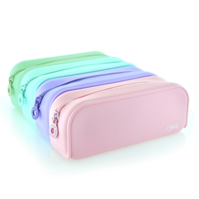 Penar tip etui dreptunghiular Office box, Blush,  silicon, diverse culori pastel
